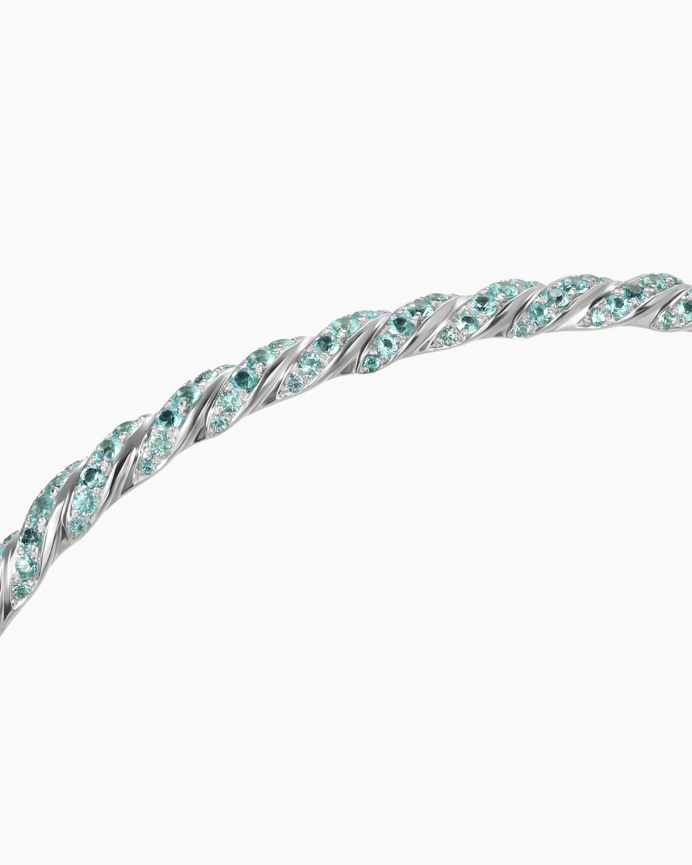 Womens Sculpted Cable Flex Bracelet in 18K White Gold, 3.5mm