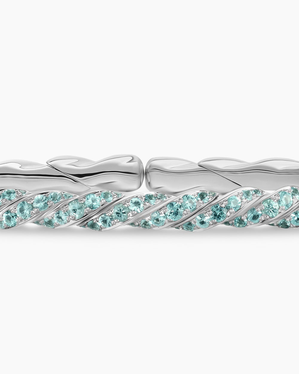 Womens Sculpted Cable Flex Bracelet in 18K White Gold, 3.5mm