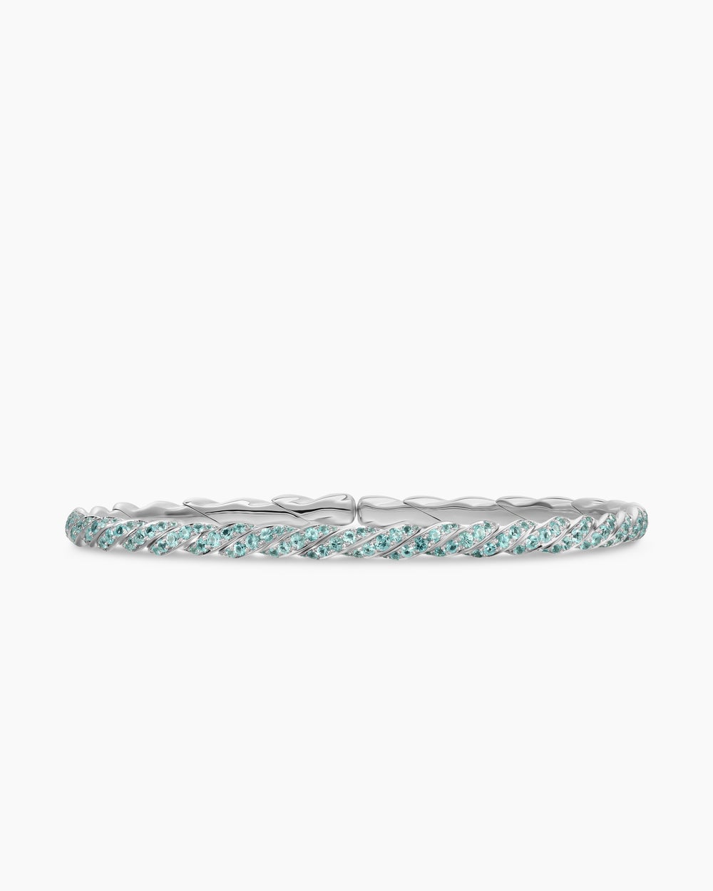 Womens Sculpted Cable Flex Bracelet in 18K White Gold, 3.5mm