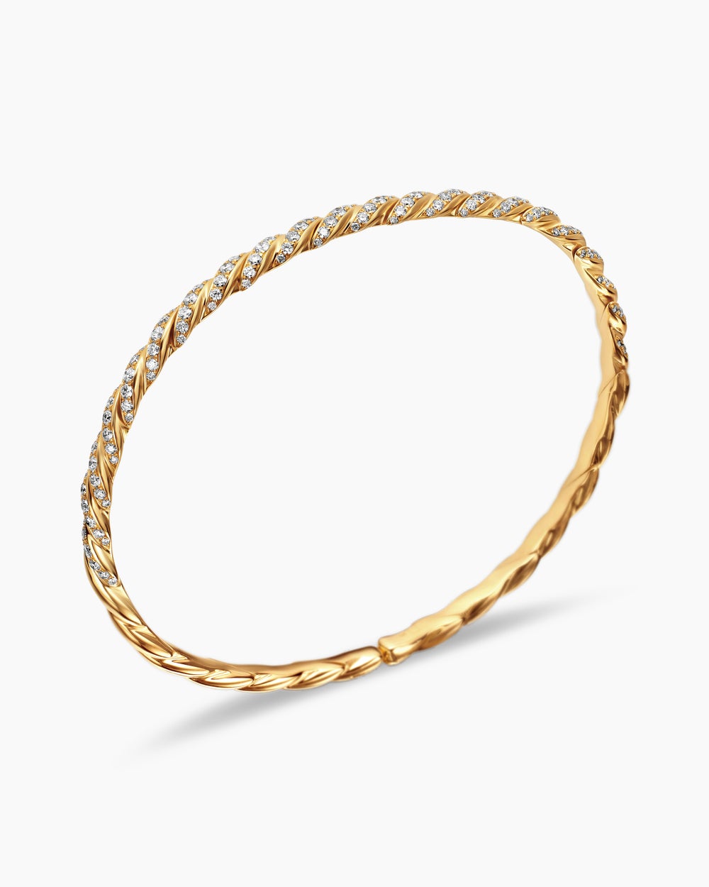 Womens Sculpted Cable Flex Bracelet in 18K Yellow Gold, 3.5mm