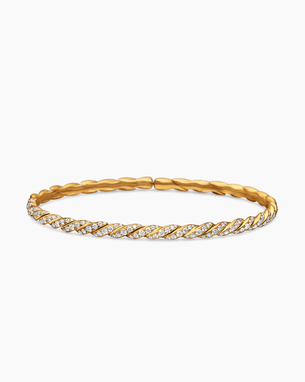 Womens Sculpted Cable Flex Bracelet in 18K Yellow Gold, 3.5mm