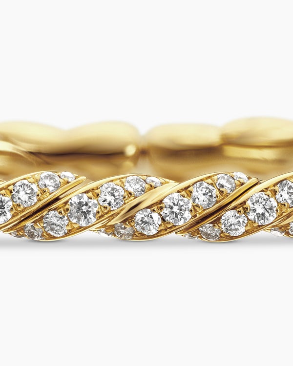 Sculpted Cable Flex Bracelet in 18K Yellow Gold with Diamonds, 3.5mm