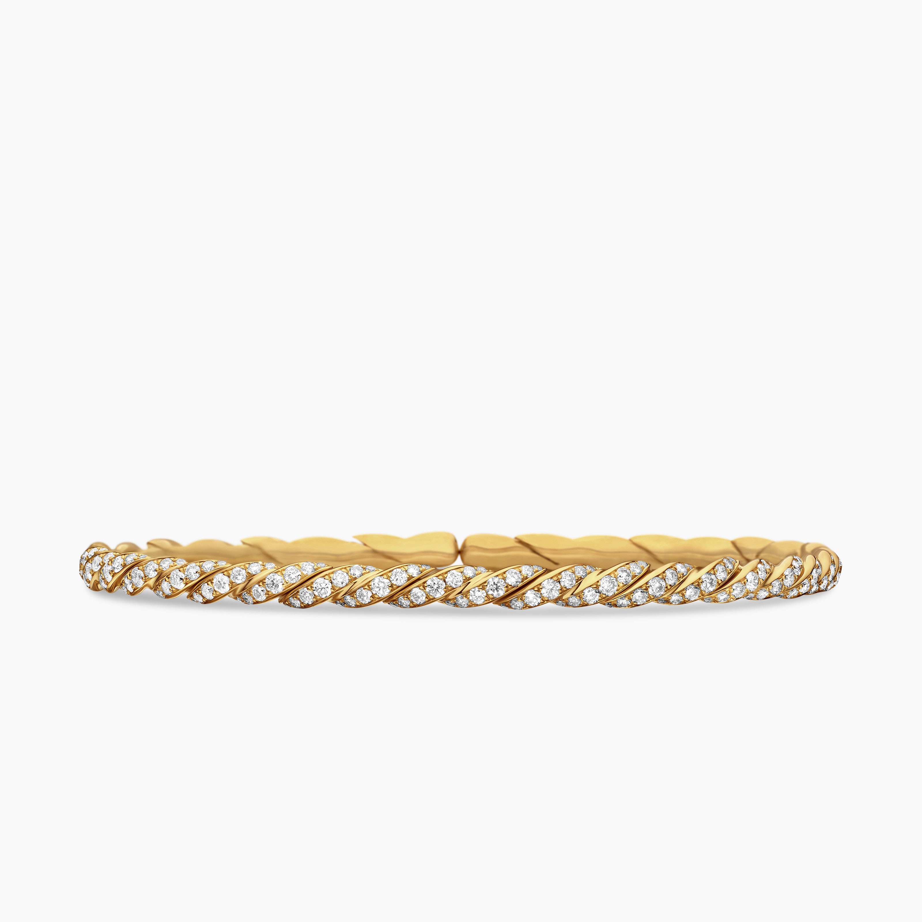 Womens Sculpted Cable Flex Bracelet in 18K Yellow Gold, 3.5mm