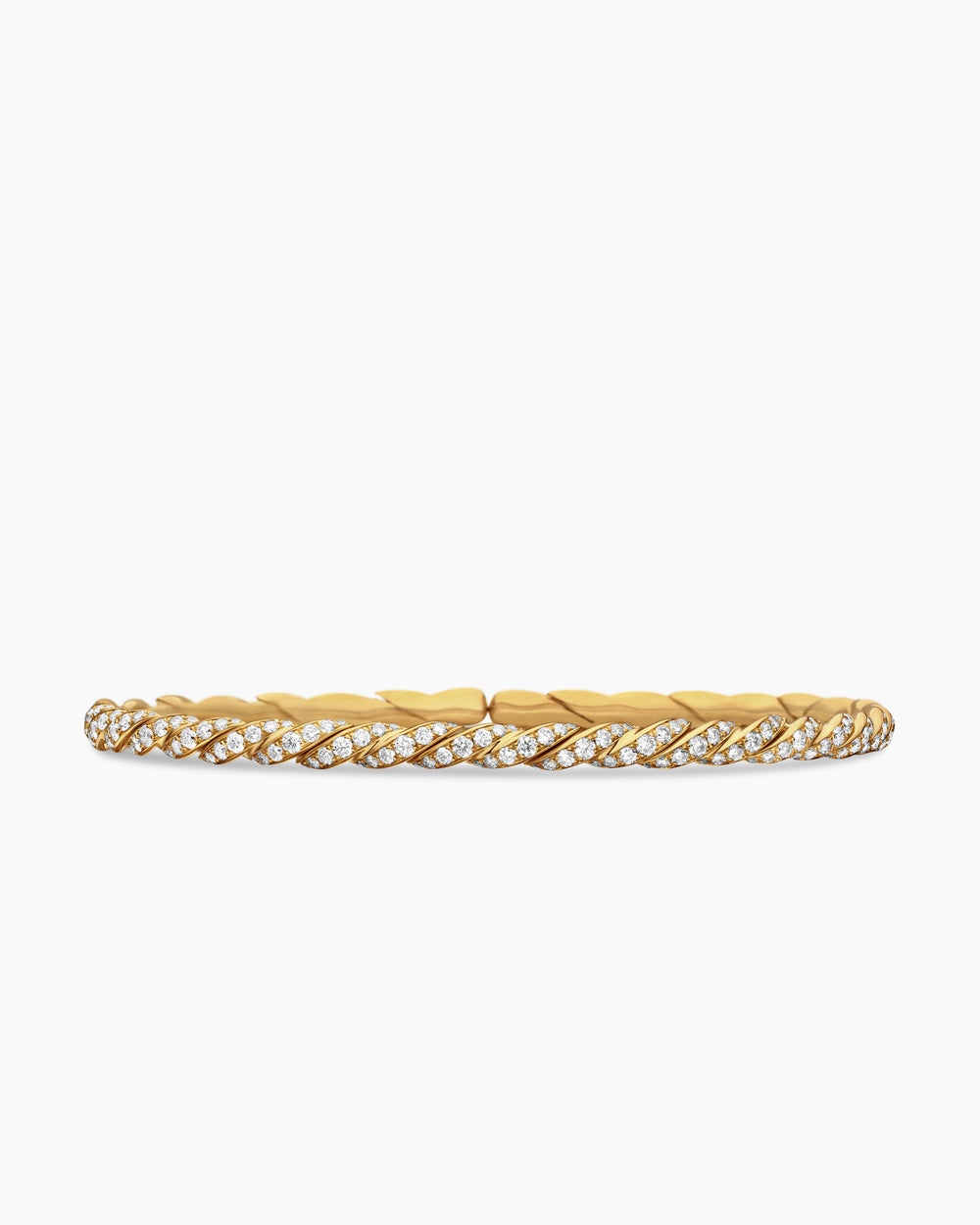 Womens Sculpted Cable Flex Bracelet in 18K Yellow Gold, 3.5mm