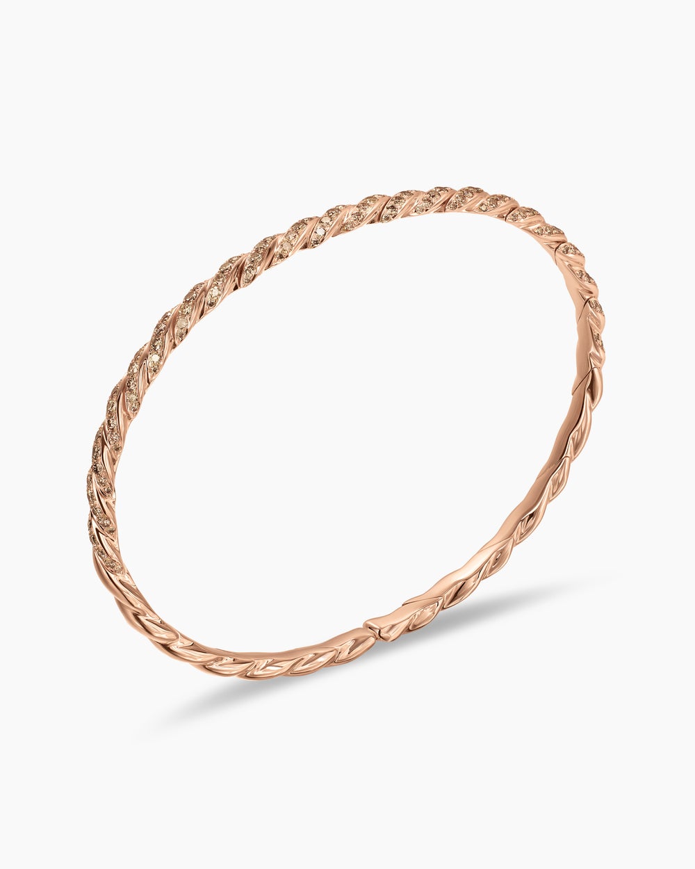 Womens Sculpted Cable Flex Bracelet in 18ct Rose Gold with Diamonds, 3.5mm