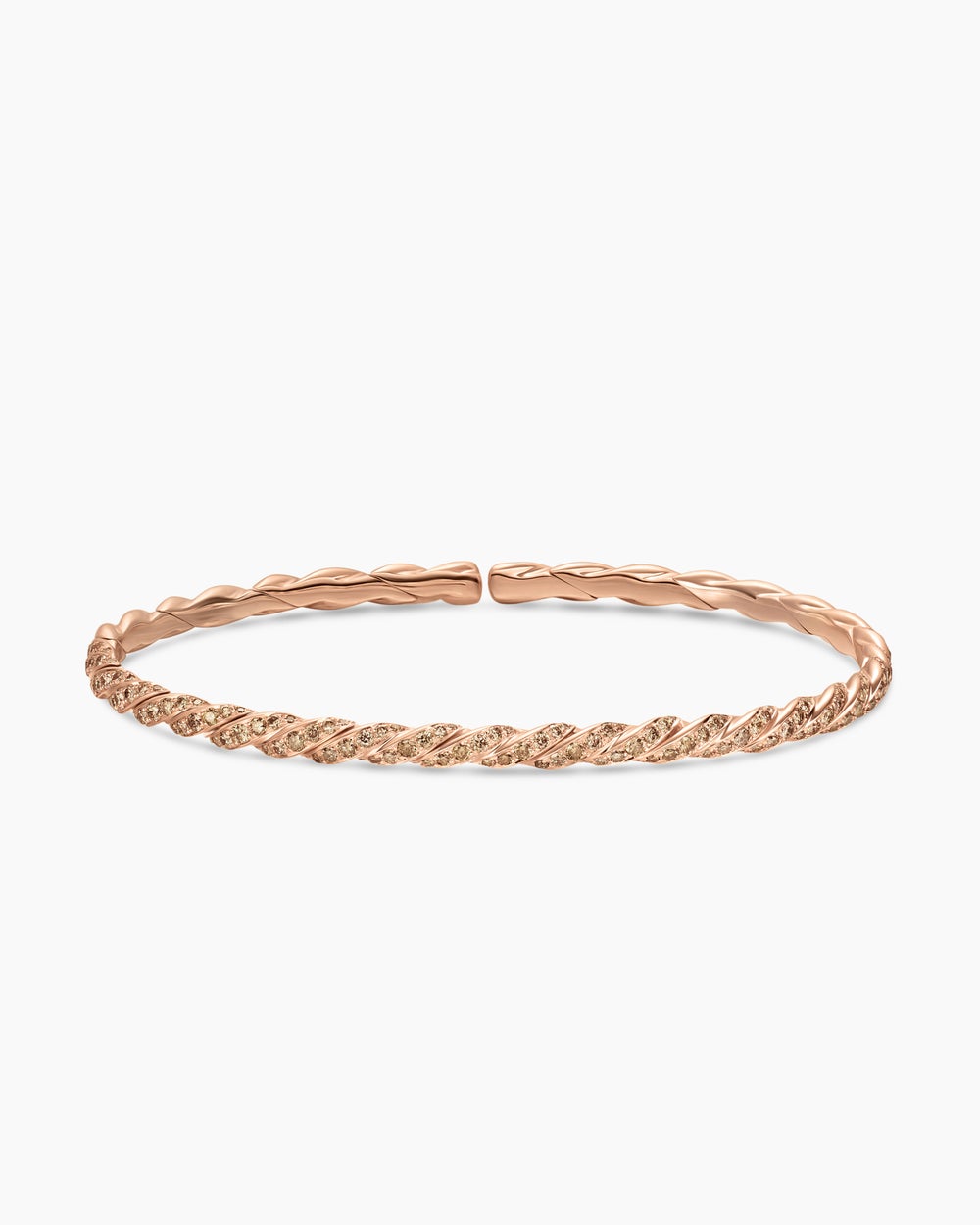 Womens Sculpted Cable Flex Bracelet in 18ct Rose Gold with Diamonds, 3.5mm
