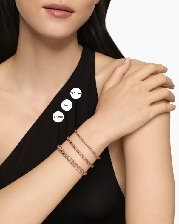 Sculpted Cable Flex Bracelet in 18K Rose Gold with Diamonds, 3.5mm