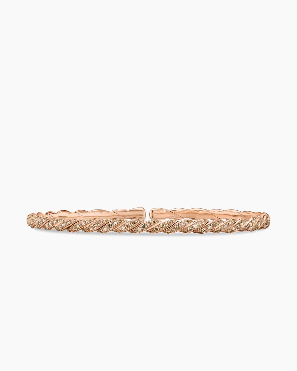 Womens Sculpted Cable Flex Bracelet in 18ct Rose Gold with Diamonds, 3.5mm