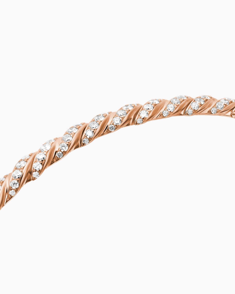 Womens Sculpted Cable Flex Bracelet in 18K Rose Gold with Diamonds, 3.5mm