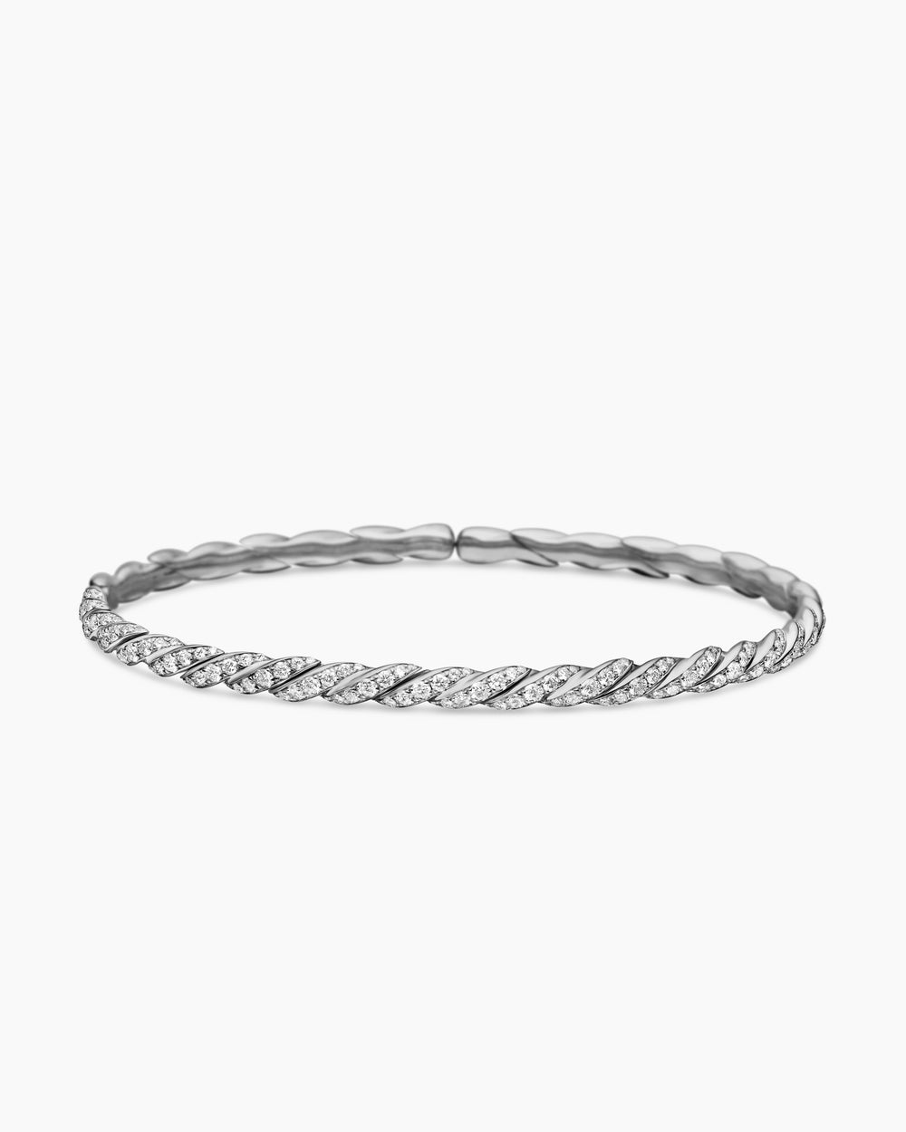 Womens Sculpted Cable Flex Bracelet in 18ct White Gold with Diamonds, 3.5mm