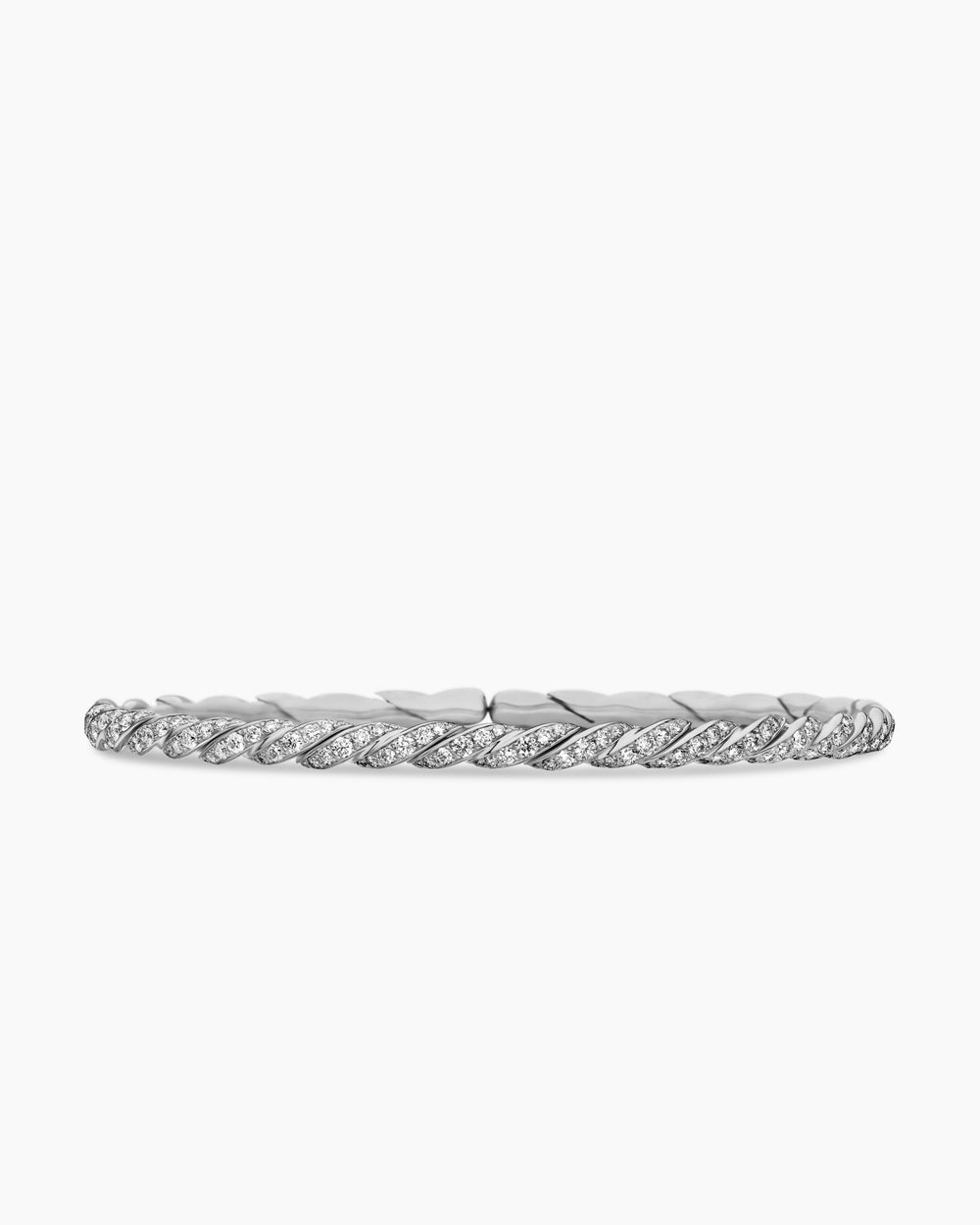 Womens Sculpted Cable Flex Bracelet in 18ct White Gold with Diamonds, 3.5mm