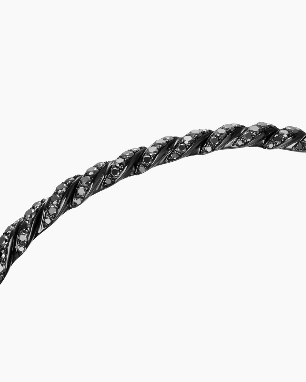 Womens Sculpted Cable Flex Bracelet in 18K White Gold with Black Rhodium and Diamonds, 3.5mm