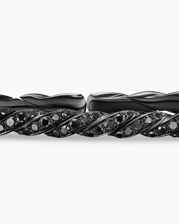 Sculpted Cable Flex Bracelet in 18K White Gold with Black Rhodium and Diamonds, 3.5mm