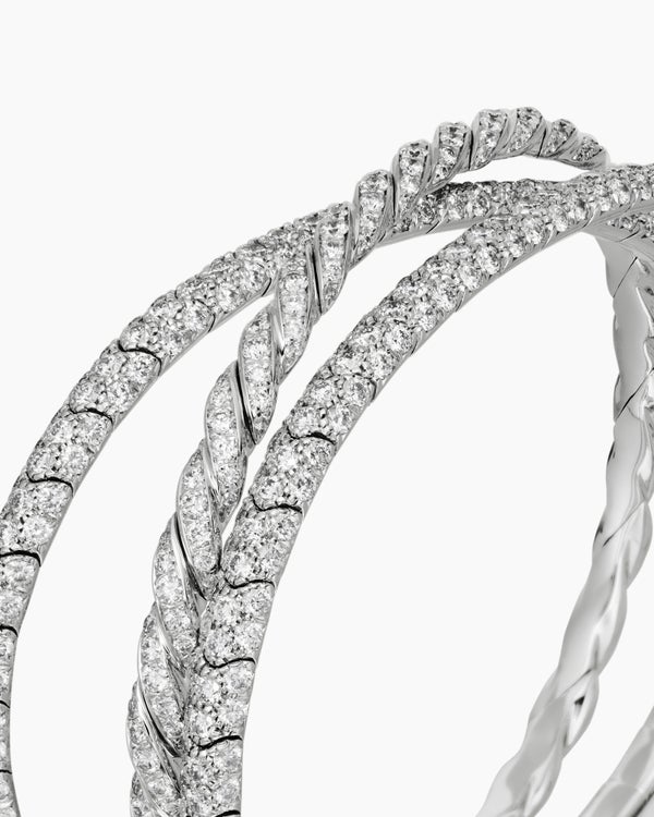 Sculpted Cable Flex Three Row Bracelet in 18K White Gold, 21mm