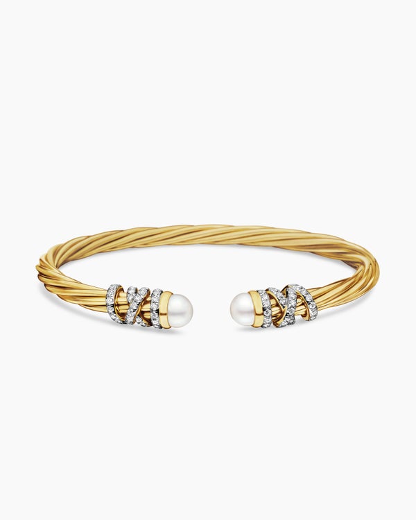 Helena Bracelet in 18K Yellow Gold with Pearls and Diamonds, 4mm