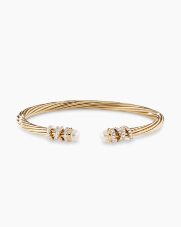 Helena Bracelet in 18K Yellow Gold with Pearls and Diamonds, 4mm
