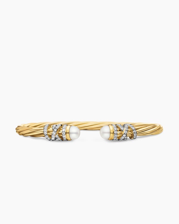 Helena Bracelet in 18K Yellow Gold with Pearls and Diamonds, 4mm