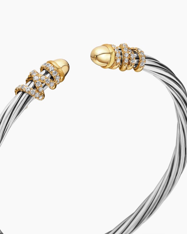 Helena Bracelet in Sterling Silver with 18K Yellow Gold and Diamonds, 4mm