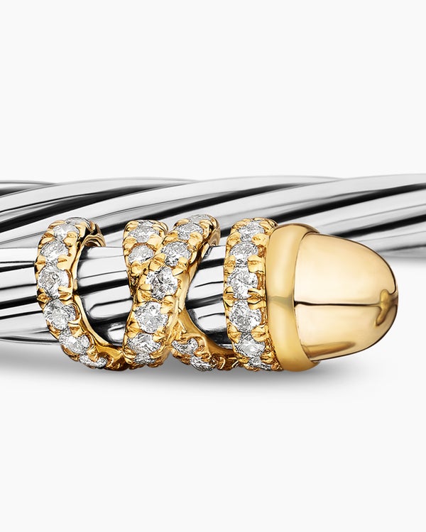 Helena Bracelet in Sterling Silver with 18K Yellow Gold and Diamonds, 4mm