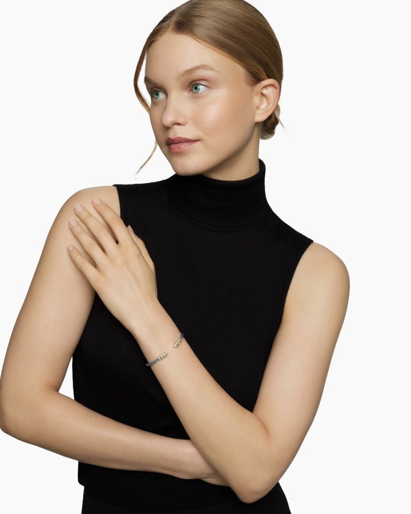 Helena Bracelet in Sterling Silver with 18K Yellow Gold and Diamonds, 4mm