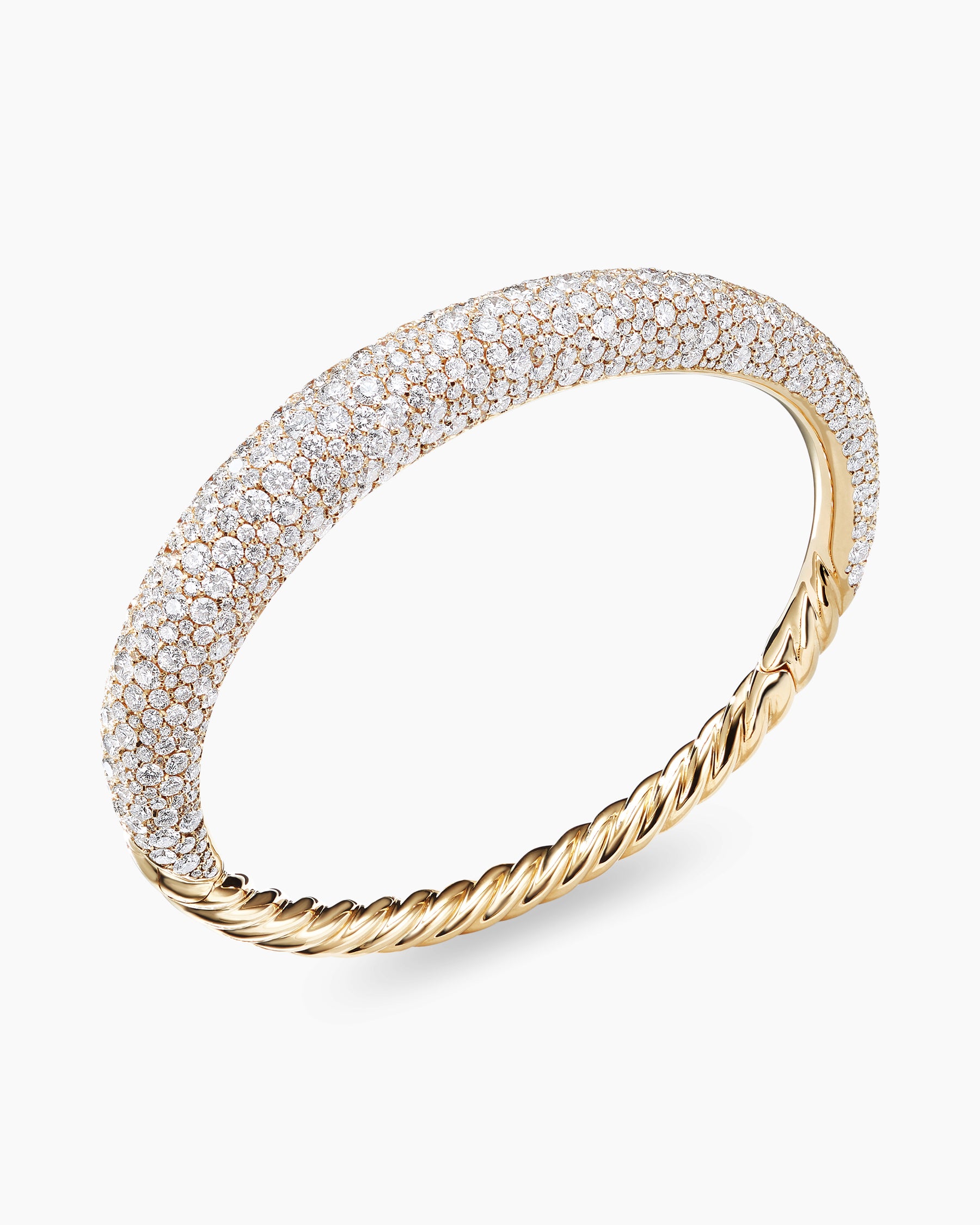 Pure Form® Smooth Bracelet in 18K Yellow Gold with Full Pavé Diamonds, 9.5mm