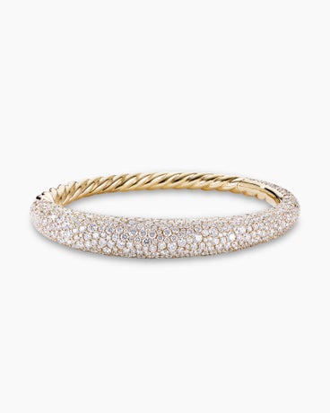 Pure Form Smooth Bracelet in 18K Yellow Gold with Full Pavé, 9.5mm