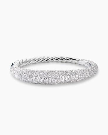 Pure Form® Smooth Bracelet in 18K White Gold with Full Pavé Diamonds, 9.5mm