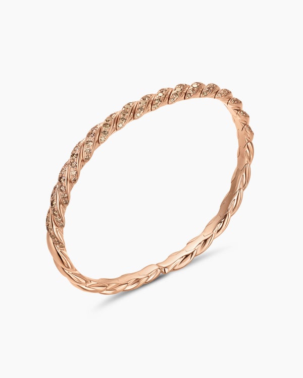 Sculpted Cable Flex Bracelet in 18K Rose Gold with Diamonds, 5mm
