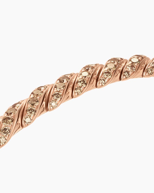 Sculpted Cable Flex Bracelet in 18K Rose Gold with Diamonds, 5mm