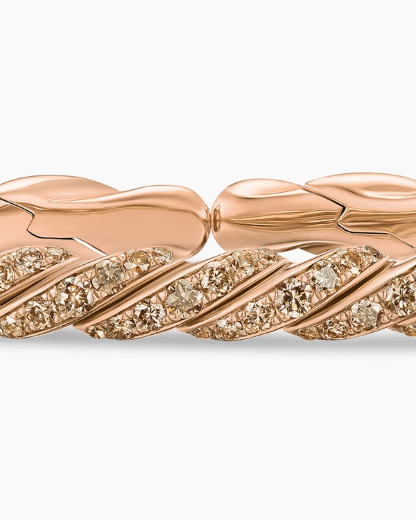 Sculpted Cable Flex Bracelet in 18K Rose Gold with Diamonds, 5mm