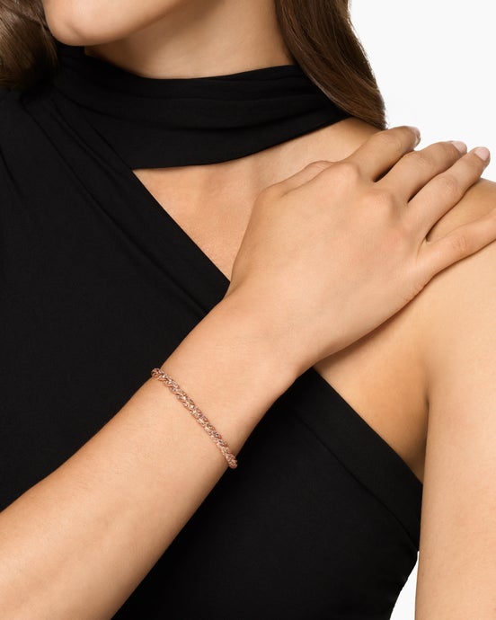 Sculpted Cable Flex Bracelet in 18K Rose Gold with Cognac Diamonds, 5mm