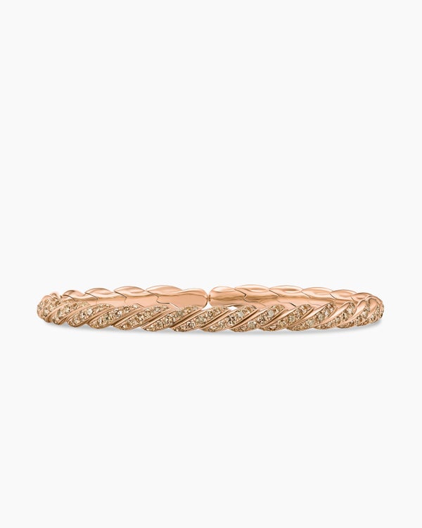 Sculpted Cable Flex Bracelet in 18K Rose Gold with Diamonds, 5mm