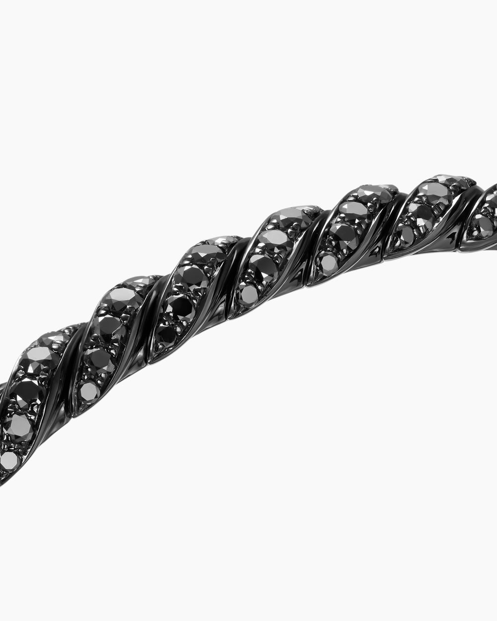 Womens Sculpted Cable Flex Bracelet in 18K White Gold with Black Rhodium and Diamonds, 5mm