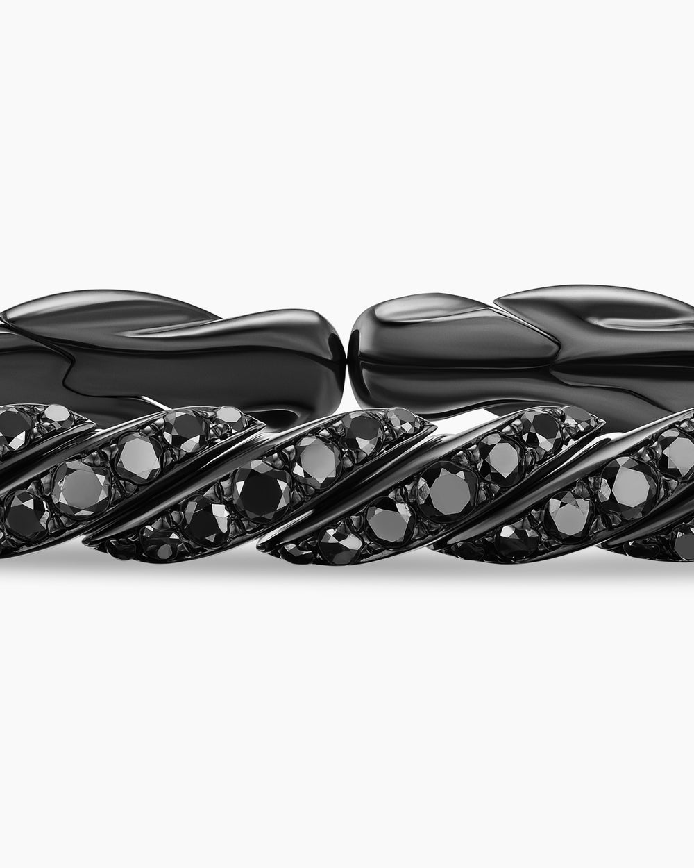 Womens Sculpted Cable Flex Bracelet in 18K White Gold with Black Rhodium and Diamonds, 5mm