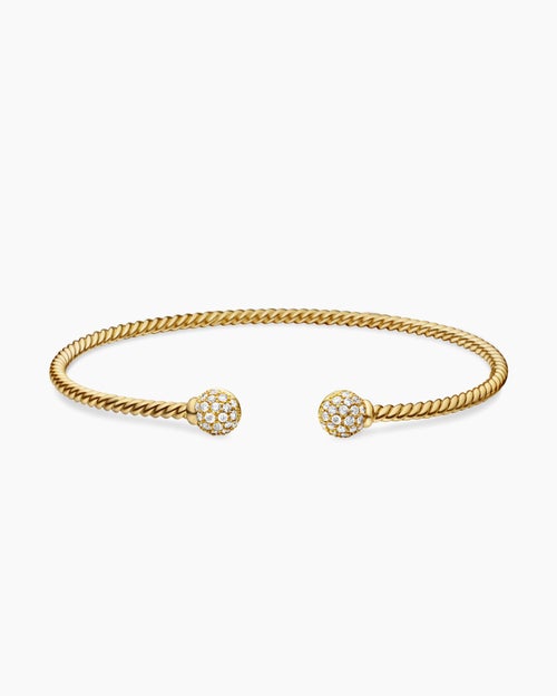 Womens Solari Cablespira Bracelet in 18K Yellow Gold with Diamonds, 2.3mm