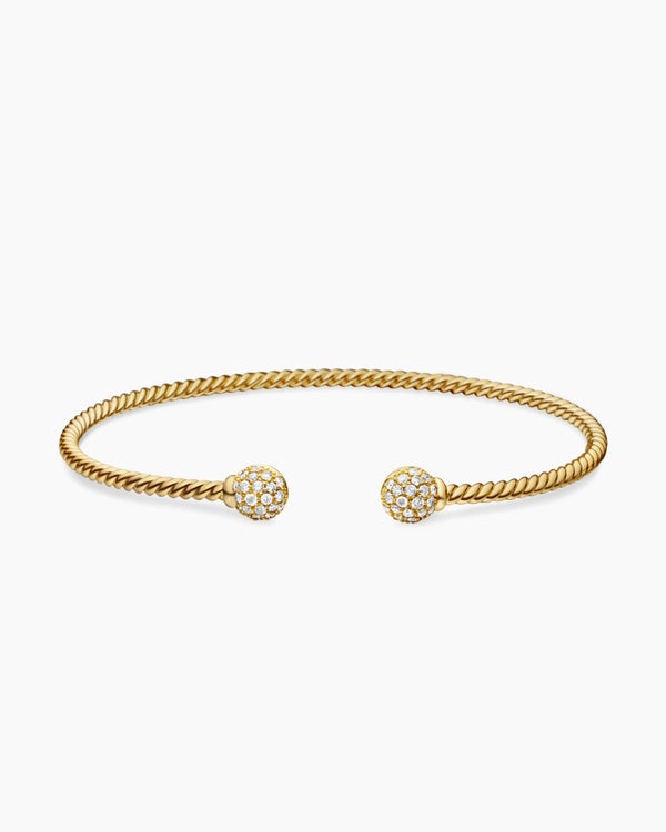 Solari Cablespira Bracelet in 18K Yellow Gold with Diamonds, 2.3mm