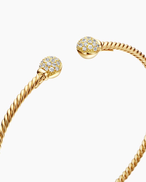 Solari Cablespira Bracelet in 18K Yellow Gold with Diamonds, 2.3mm
