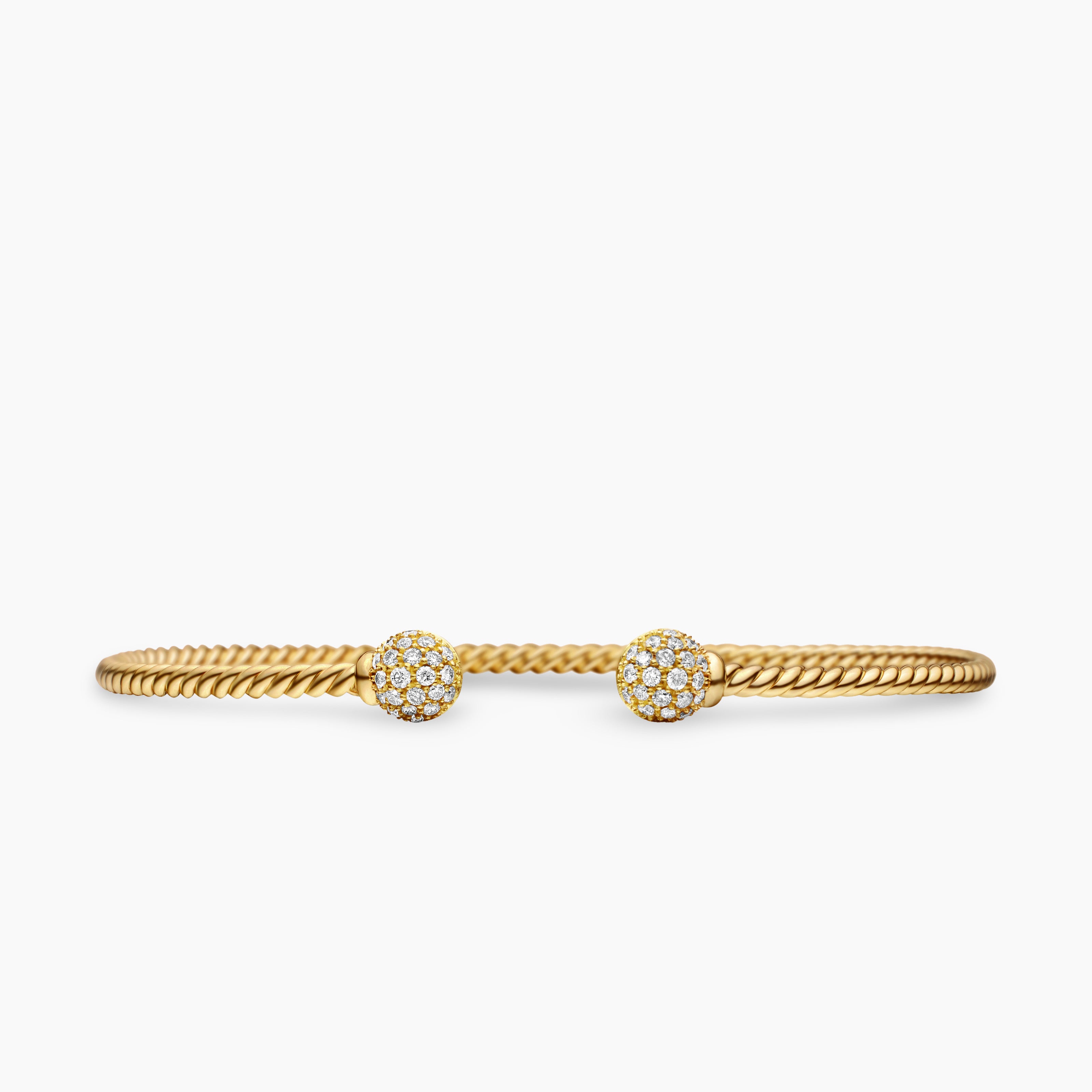 Womens Solari Cablespira&reg; Bracelet in 18K Yellow Gold with Diamonds, 2.3mm