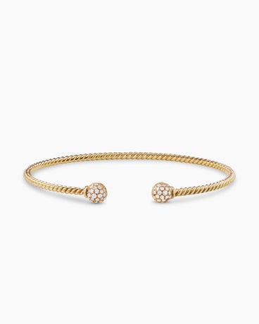 Solari Cablespira® Bracelet in 18K Yellow Gold with Diamonds, 2.6mm