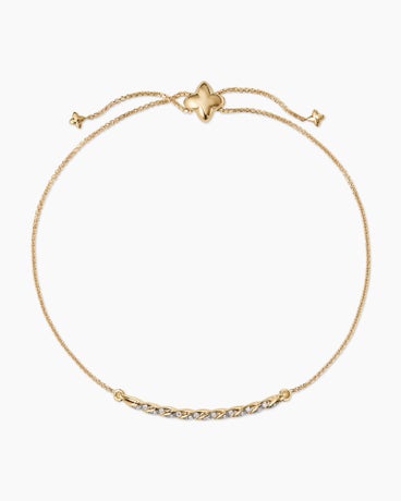 Petite Pavé Station Chain Bracelet in 18K Yellow Gold with Diamonds, 1mm