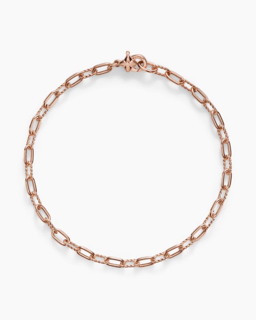 Womens DY Madison Chain Bracelet in 18ct Rose Gold, 3mm