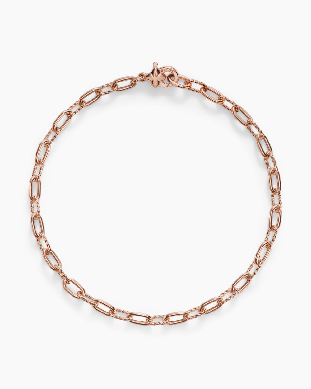 Womens DY Madison Chain Bracelet in 18ct Rose Gold, 3mm