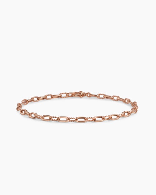 Womens DY Madison Chain Bracelet in 18ct Rose Gold, 3mm
