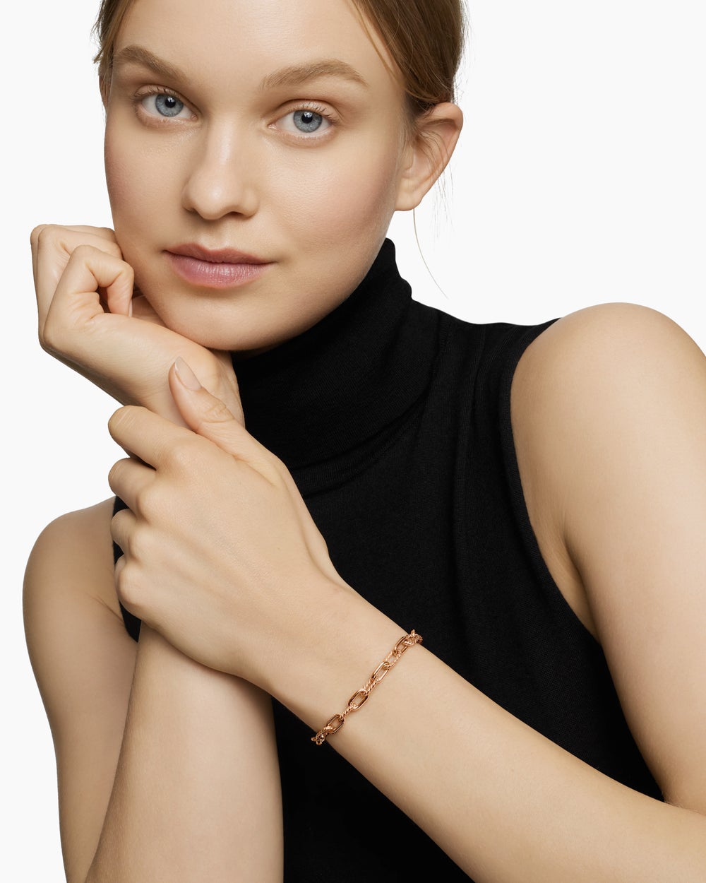 Womens DY Madison® Chain Bracelet in 18K Rose Gold, 6mm