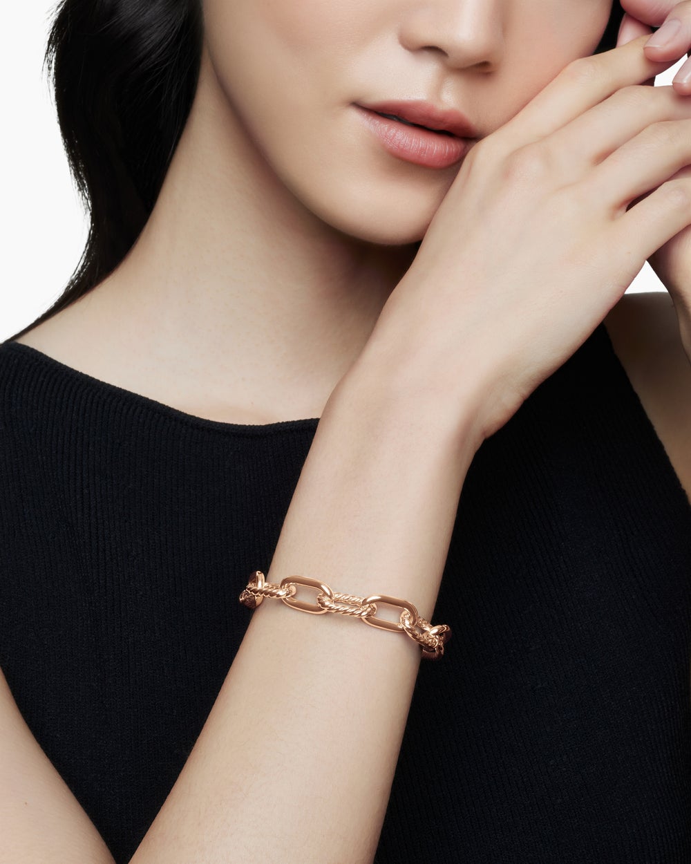 Womens DY Madison Chain Bracelet in 18K Rose Gold, 11mm
