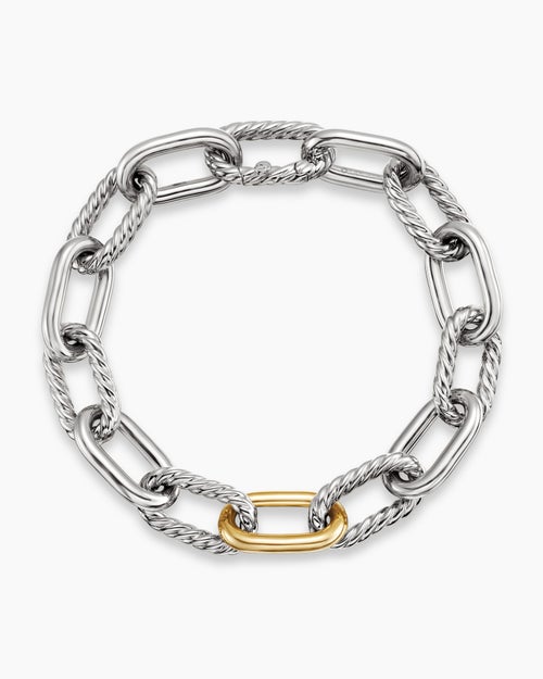 Womens DY Madison Chain Bracelet in Sterling Silver with 18K Yellow Gold, 11mm