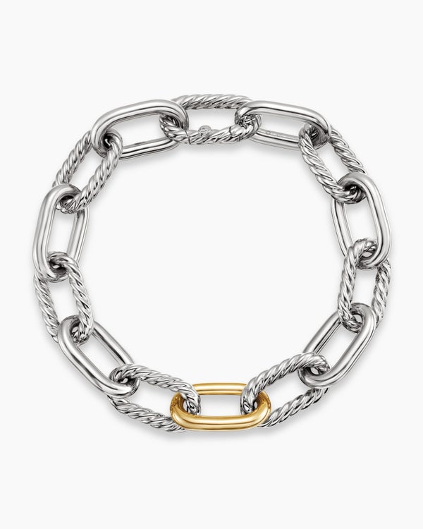 DY Madison Chain Bracelet in Sterling Silver with 18K Yellow Gold, 11mm