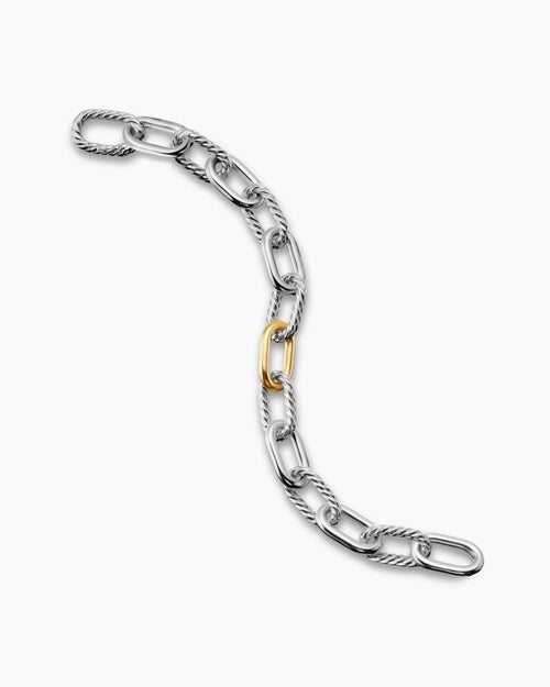Womens DY Madison Chain Bracelet in Sterling Silver with 18K Yellow Gold, 11mm