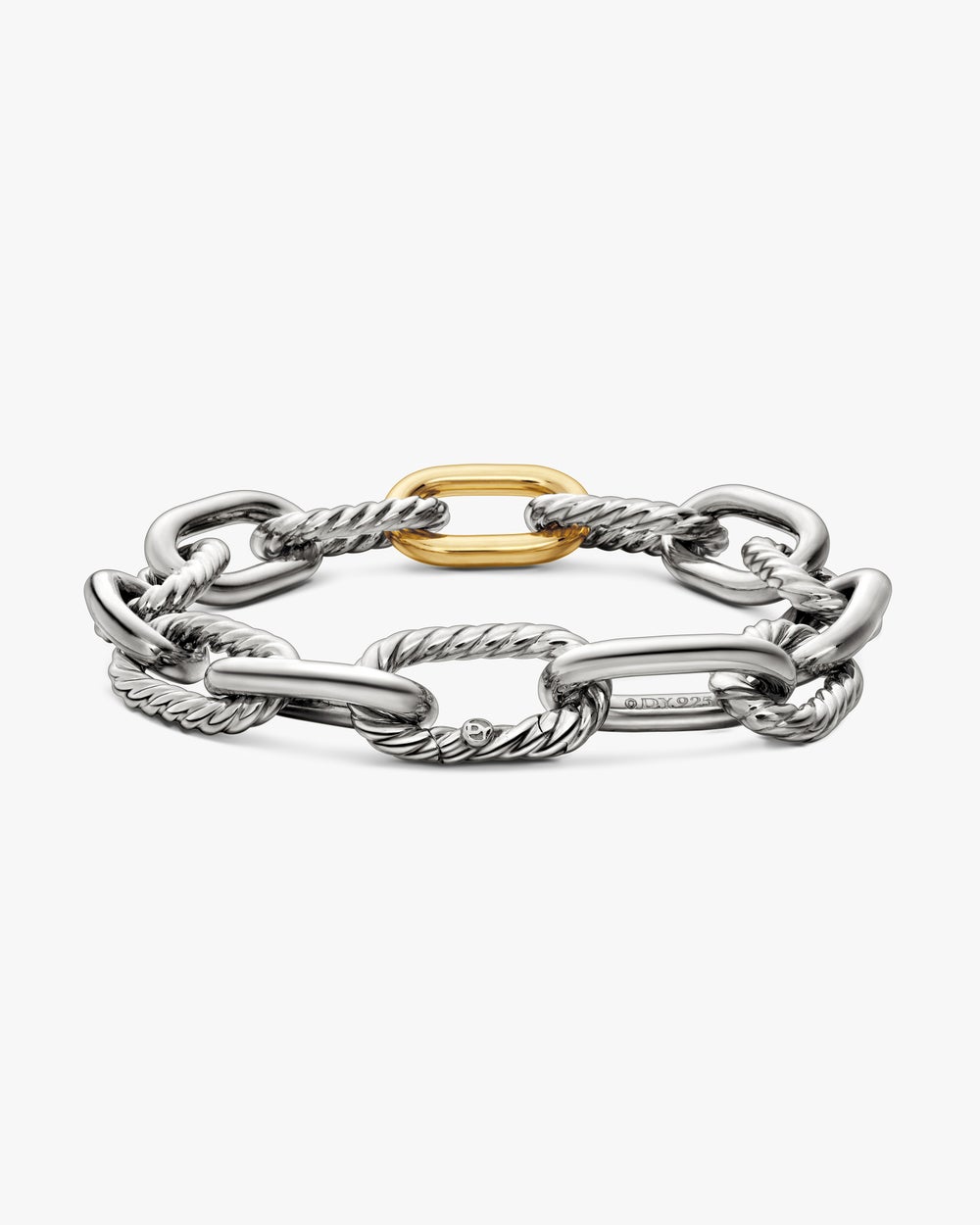 Womens DY Madison Chain Bracelet in Sterling Silver with 18K Yellow Gold, 11mm