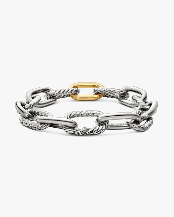 DY Madison Chain Bracelet in Sterling Silver with 18K Yellow Gold, 11mm